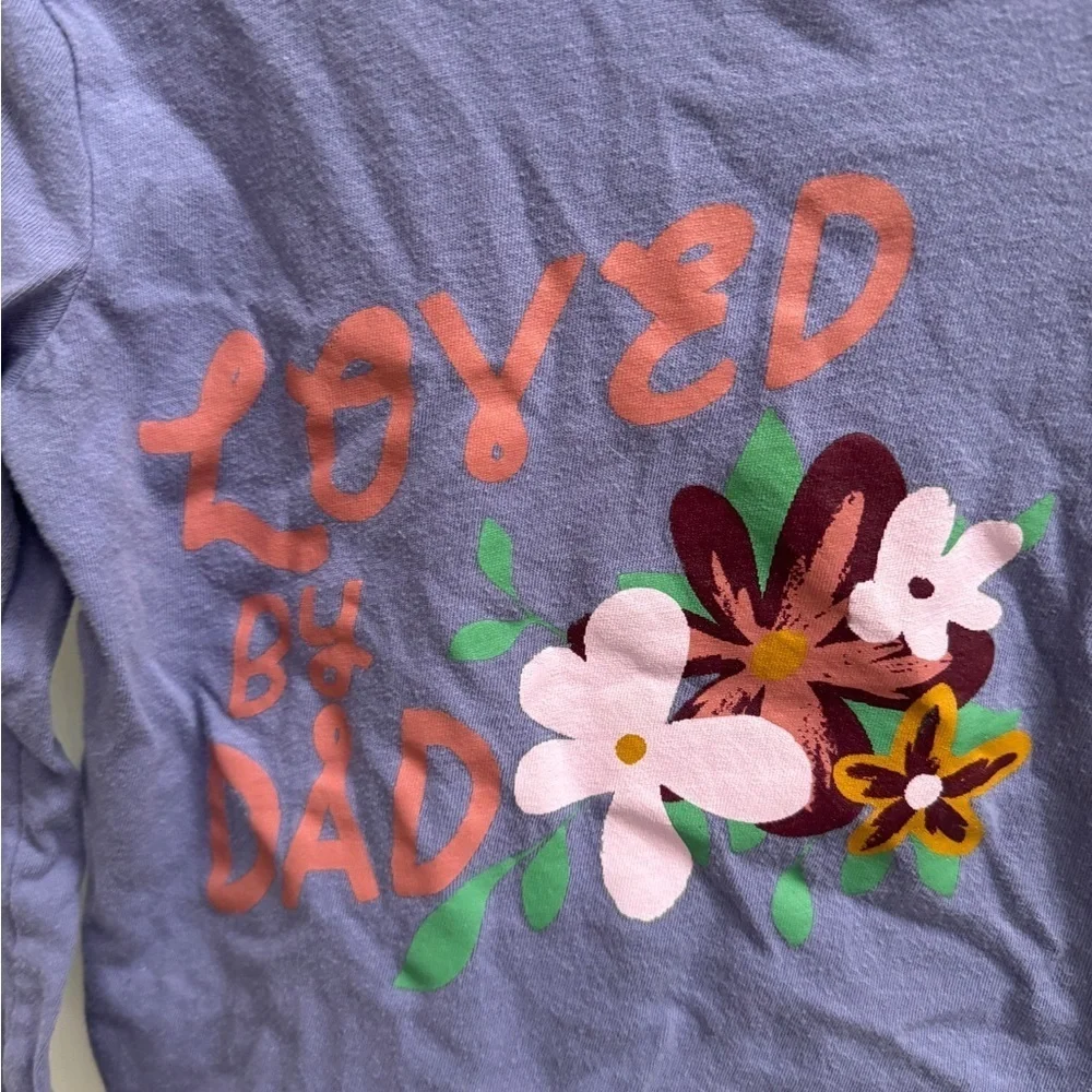 Old Navy 4T Girls Loved By Dad Purple Long Sleeve Shirt with Floral Design